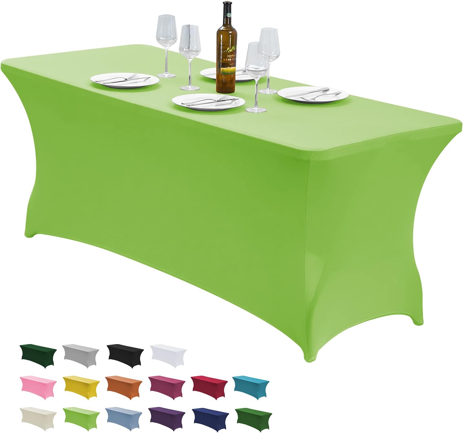 CWK 6FT Waterproof Stretch Spandex Table Cover - Light Green