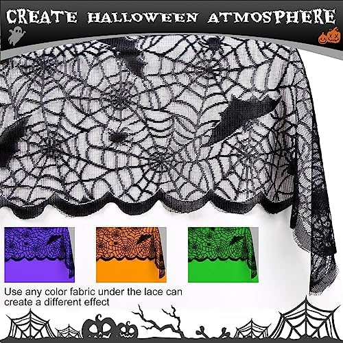 OurWarm Halloween Tablecloth Black Spider Web Design 60x84 Inch