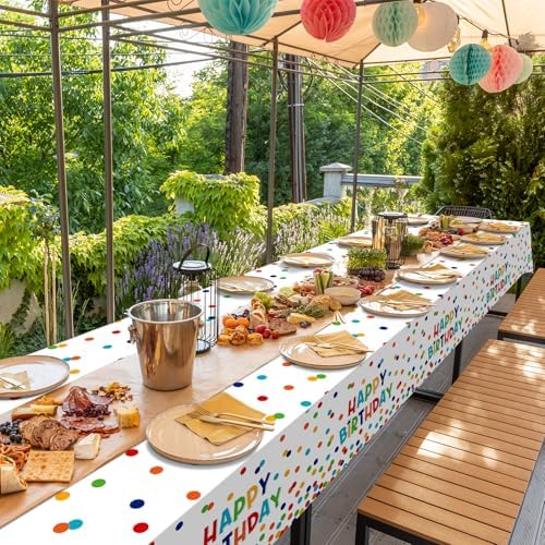 3 Pack Happy Birthday Tablecloths with Polka Dots