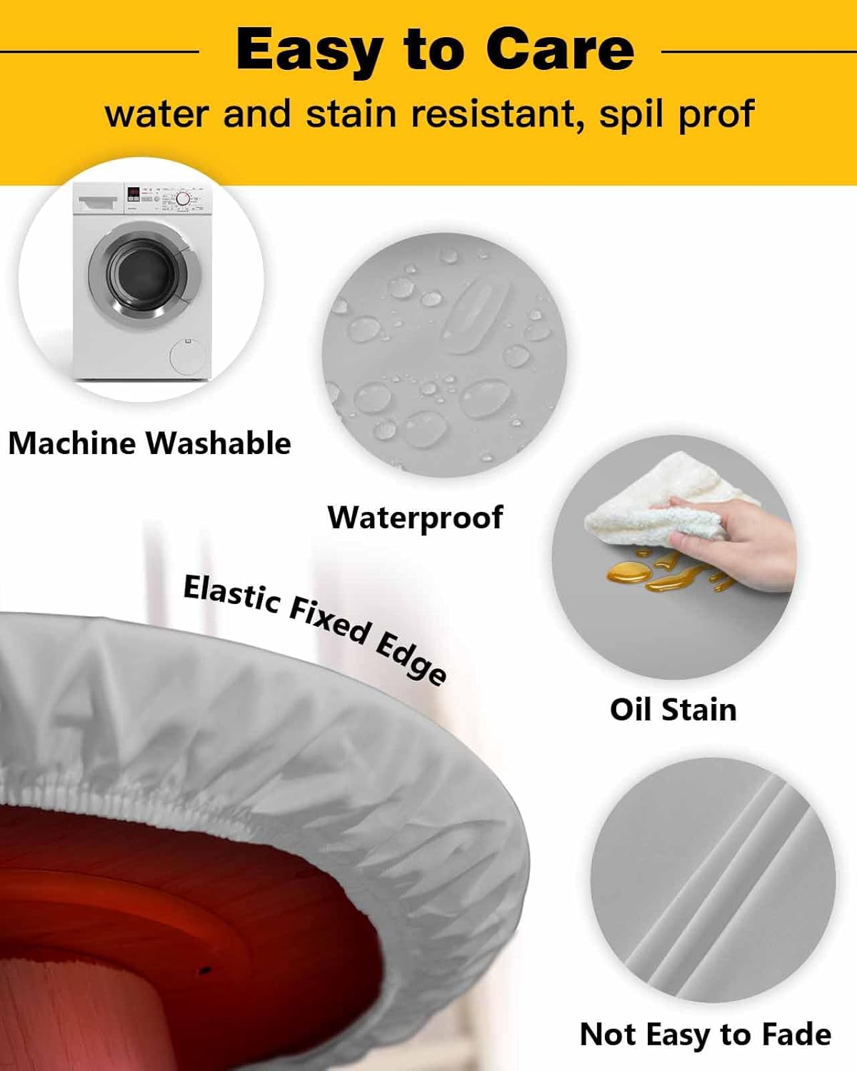 ZOE GARDEN Grey Round Waterproof Table Cover