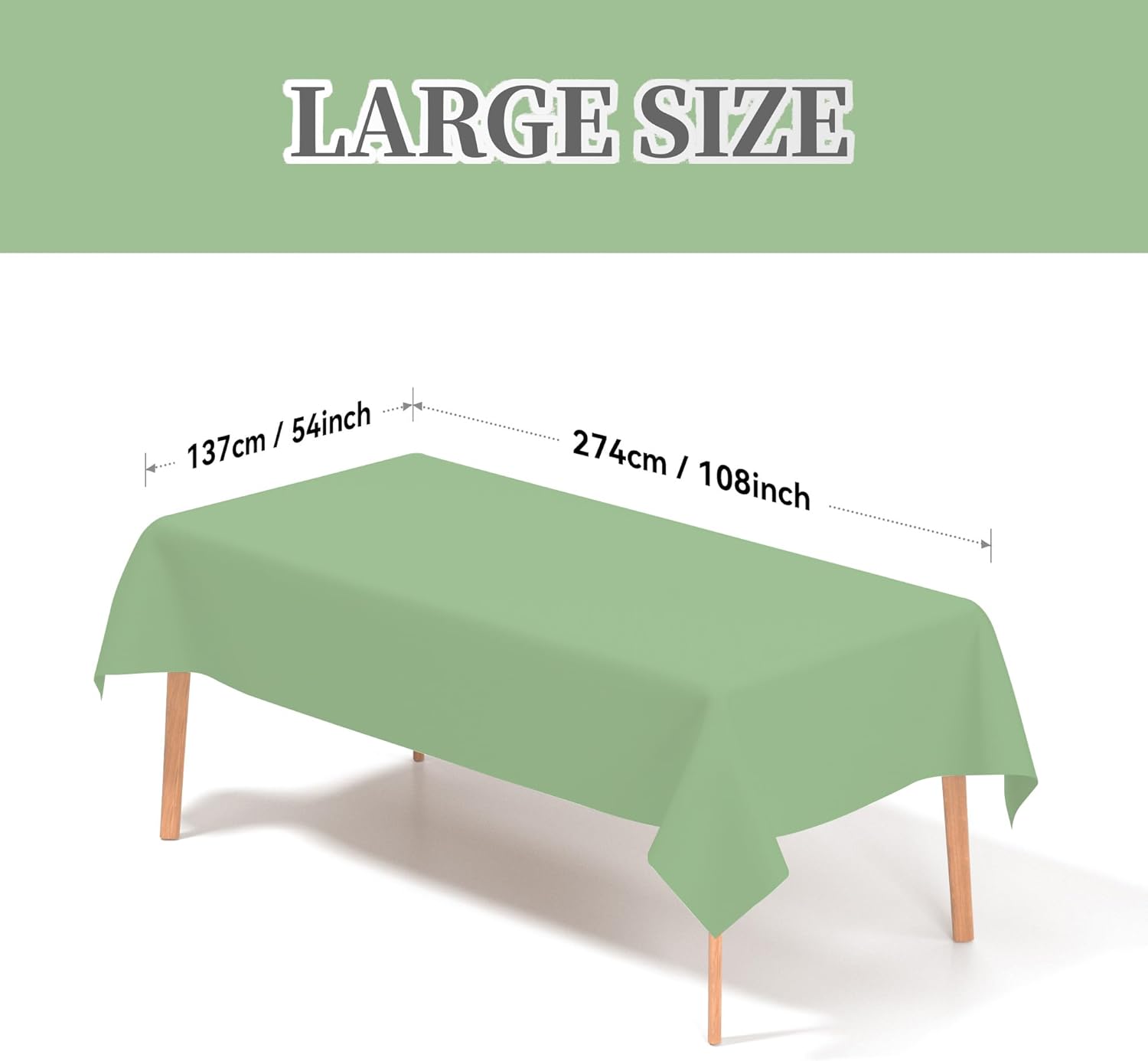 Vedran 2 Pack Sage Green Tablecloth Rectangle 54 x 108 Inch