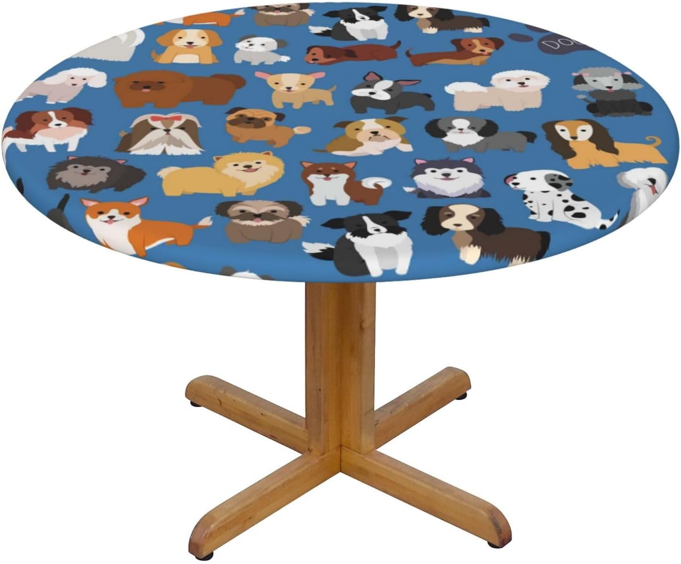 Cute Dogs Blue Tablecloth with Elastic Edge Small