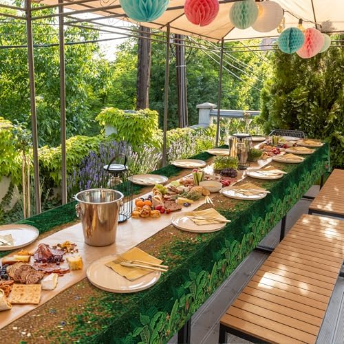3Pcs Forest Path Plastic Tablecloths for Jungle Themed Parties
