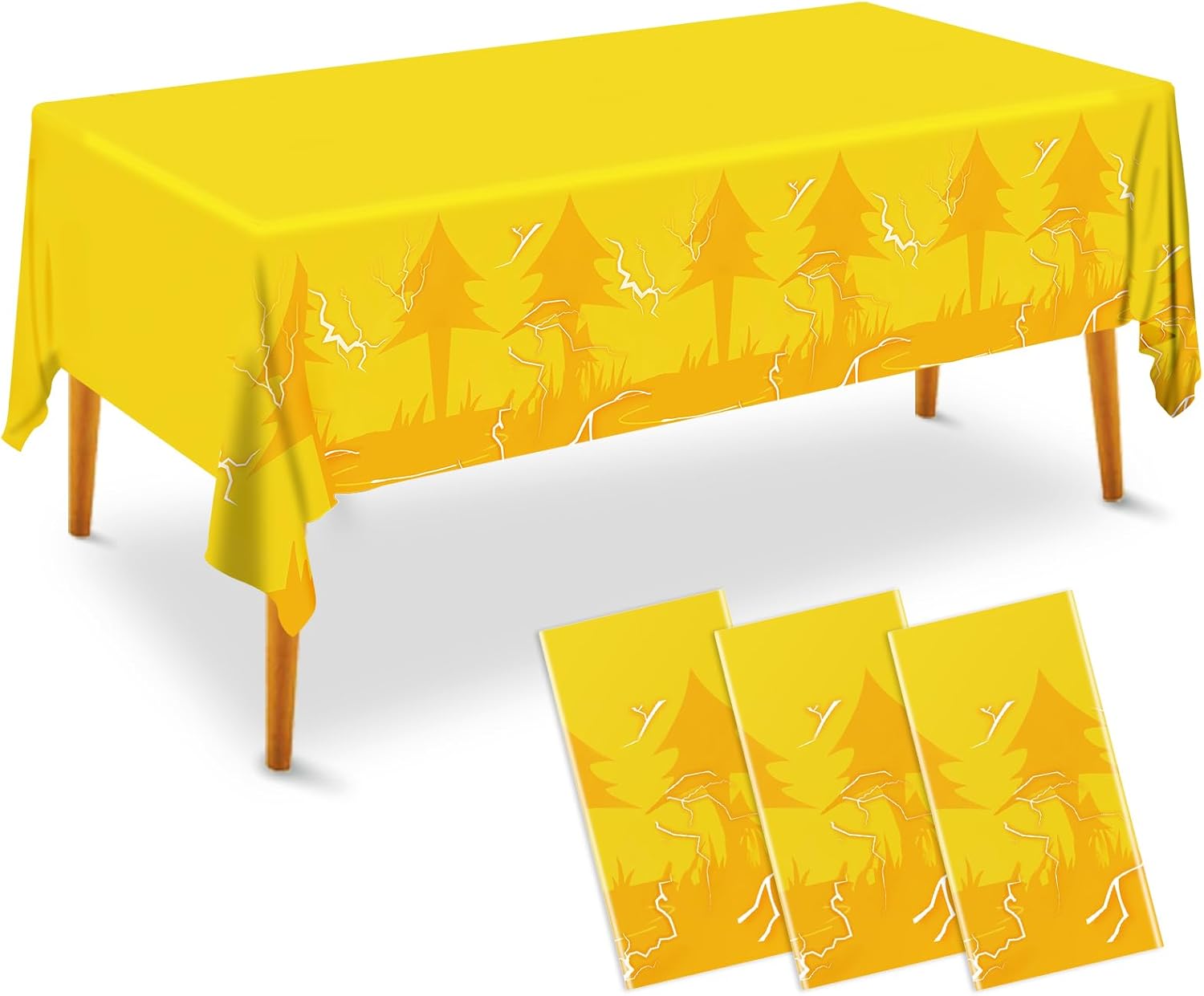 AURORAPARTY 3pcs Yellow Cartoon Tablecloth 54x108inches