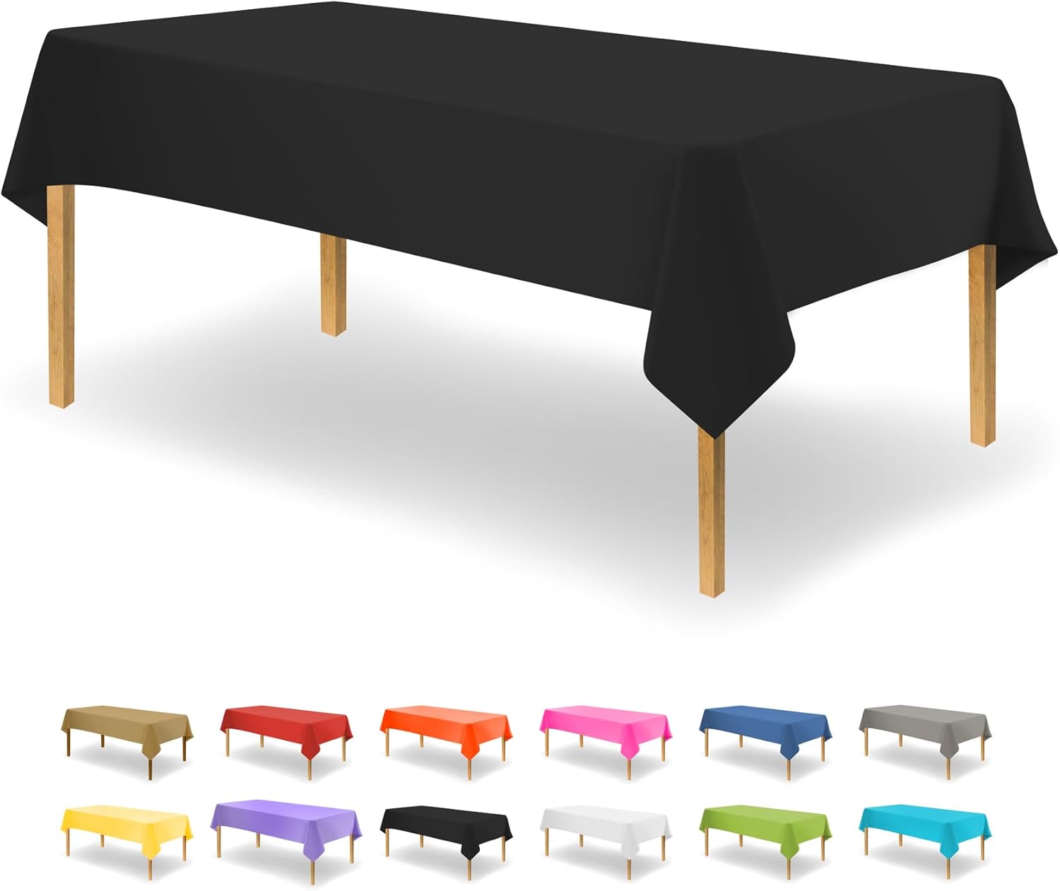 Party Dimensions Black Tablecloth for Rectangle Tables 12 Pack