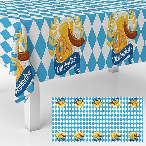 Oktoberfest Tablecloth with Bavarian Flag Design 53x98 Inches