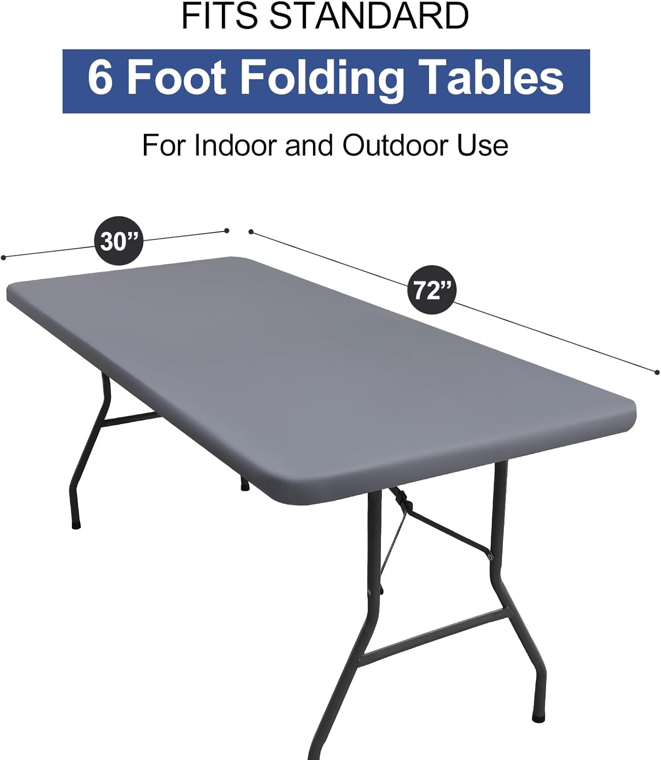 Homing 4 Packs 6 Foot Rectangle Table Cloth - Waterproof Elastic Windproof Washable