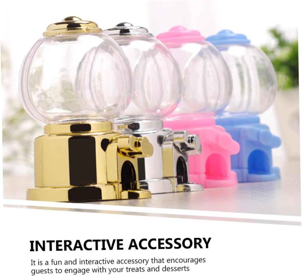 GLEAVI 4pcs Small Candy Dispenser Gumball Machine Toy for Parties
