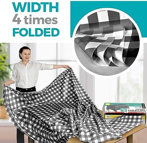 Smarty Kiddo 54in X 100ft Checkered Plastic Tablecloth Roll with Built Cutter
