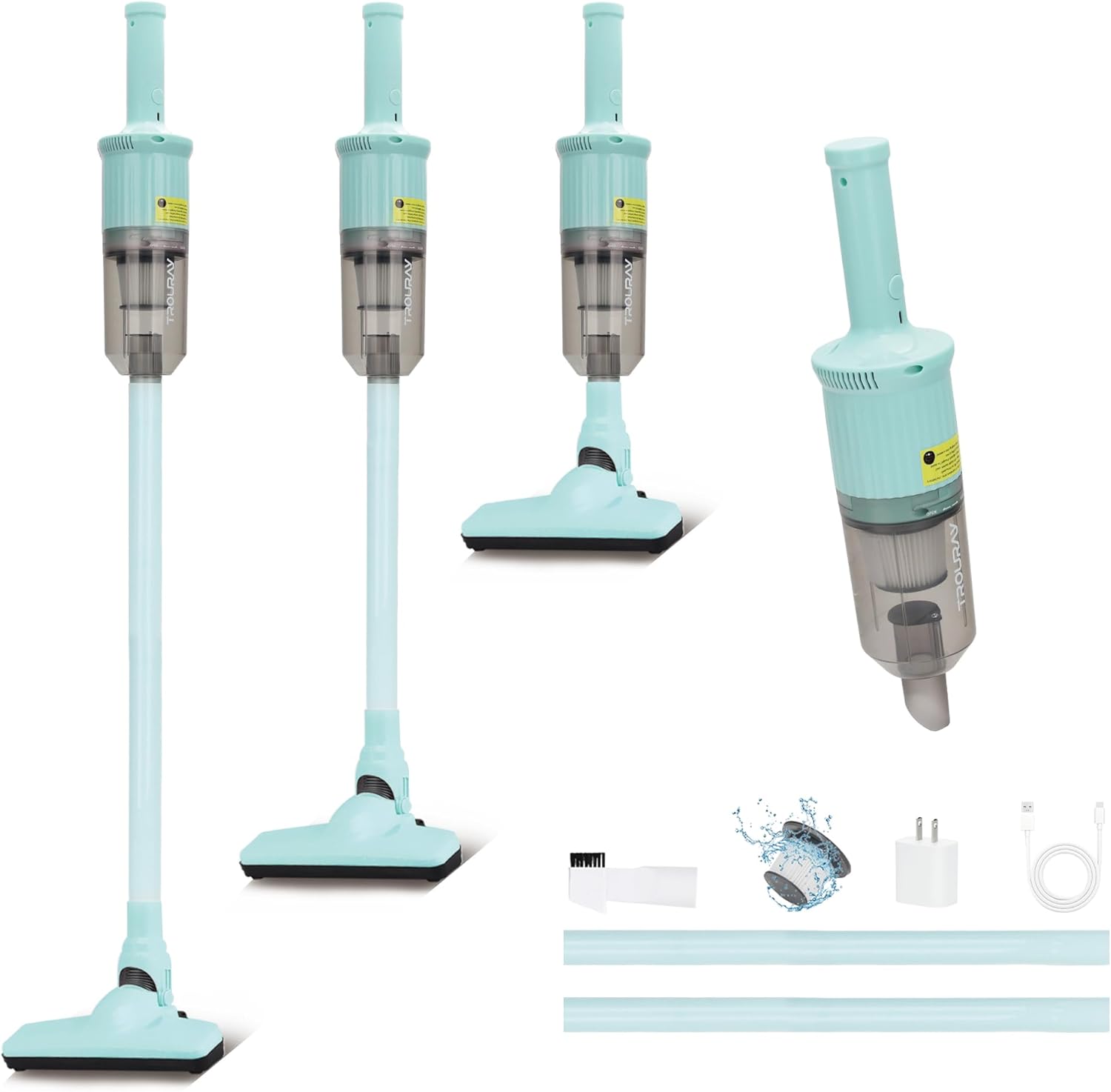 TROURAY 6-in-1 Rechargeable Stick Vacuum Cleaner Green