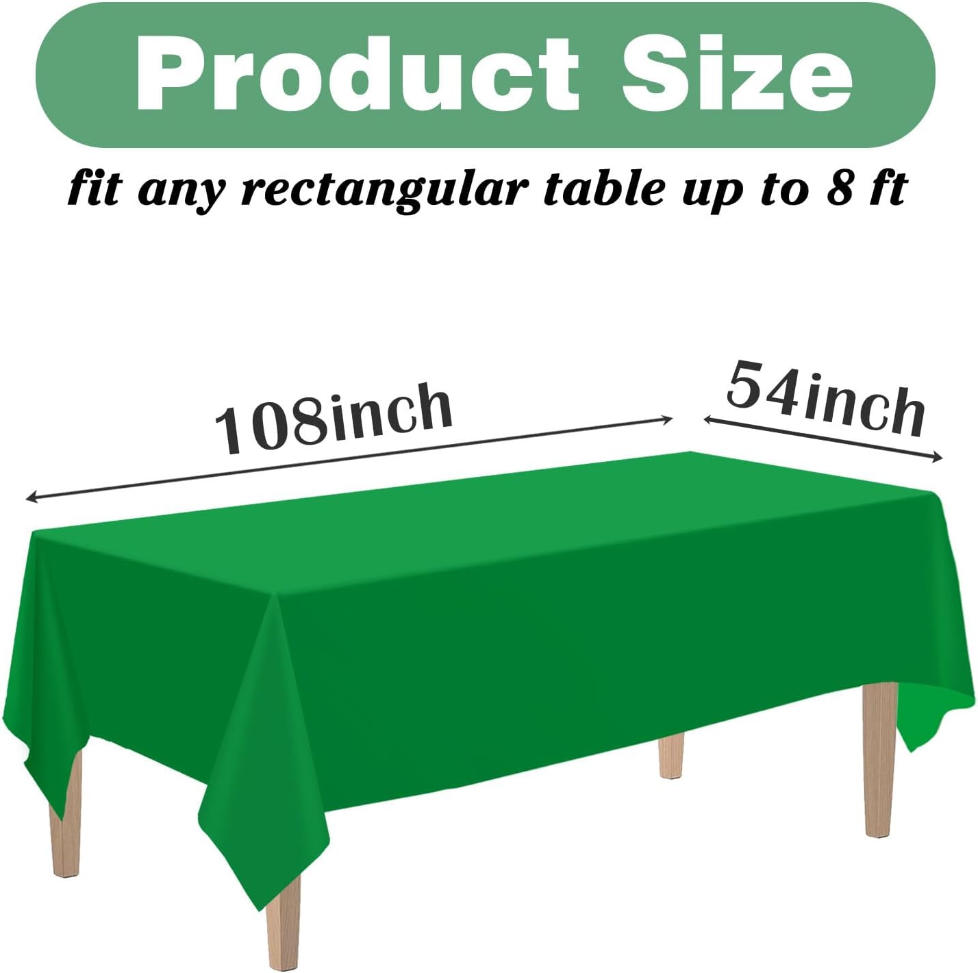 Kopokita 2PCS Green Plastic Tablecloths 54x108 Inch