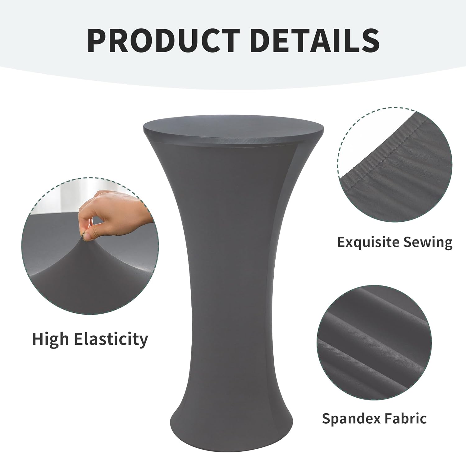 Wolkemer 4PCS 24x43 Inch Grey Round Cocktail Table Cover