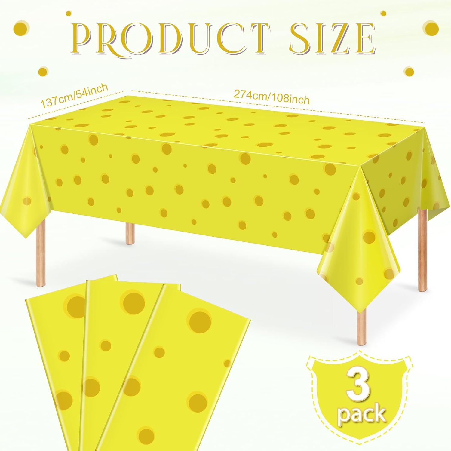 3Pcs Cartoon Yellow Tablecloths for Birthday Parties