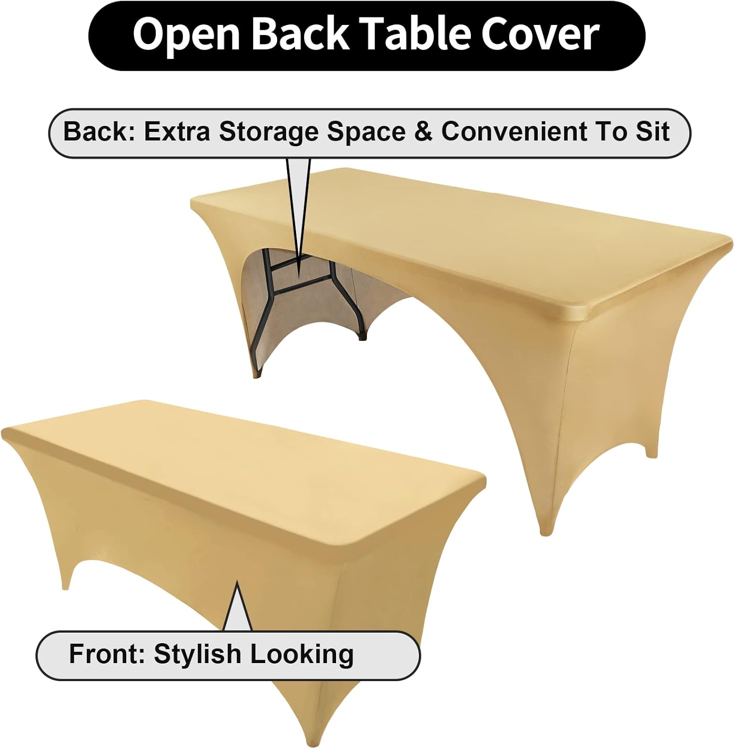 FestiCorp Beige Spandex Table Cover for 5 Foot Table
