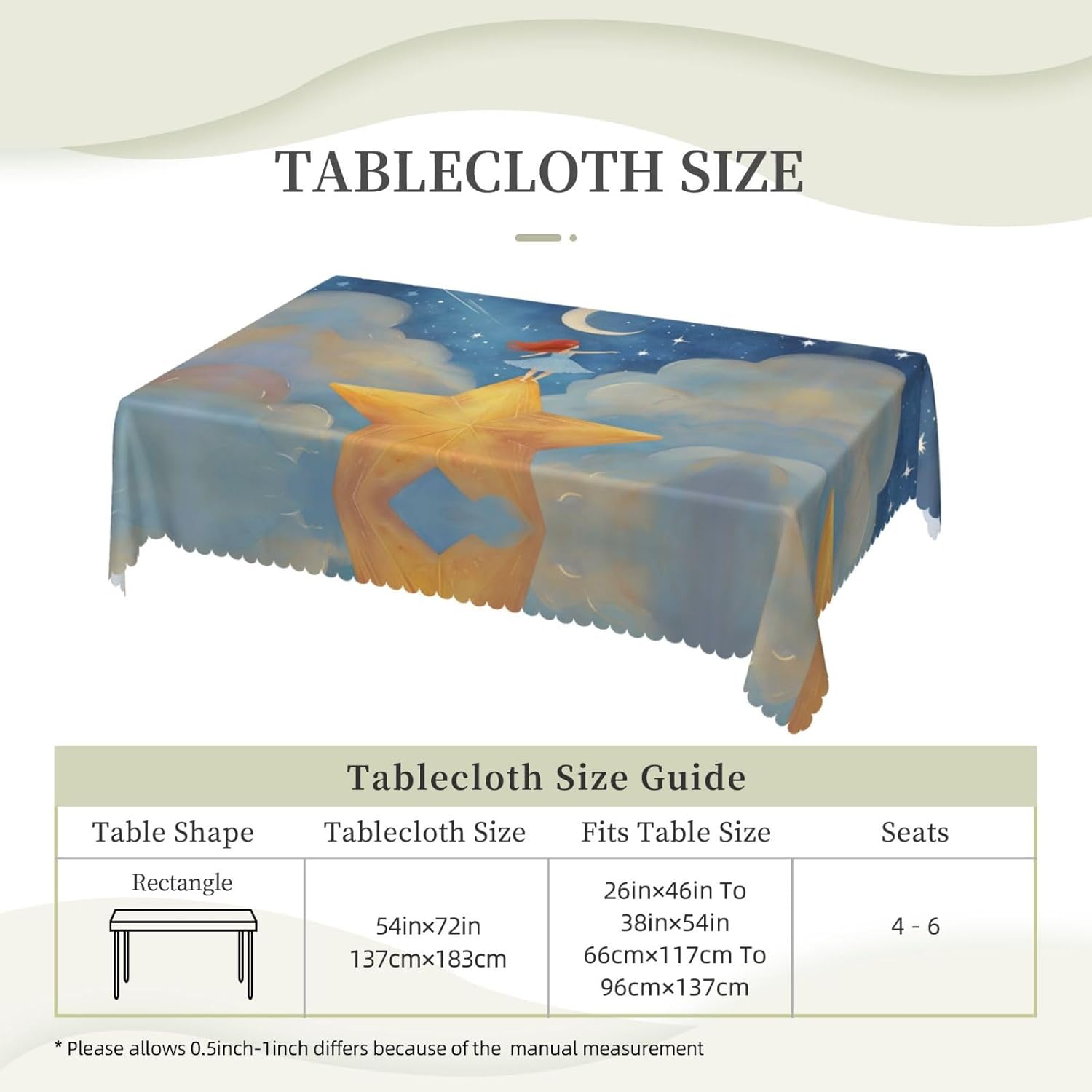 Girl Under The Stars Anti-Grease Waterproof Tablecloth