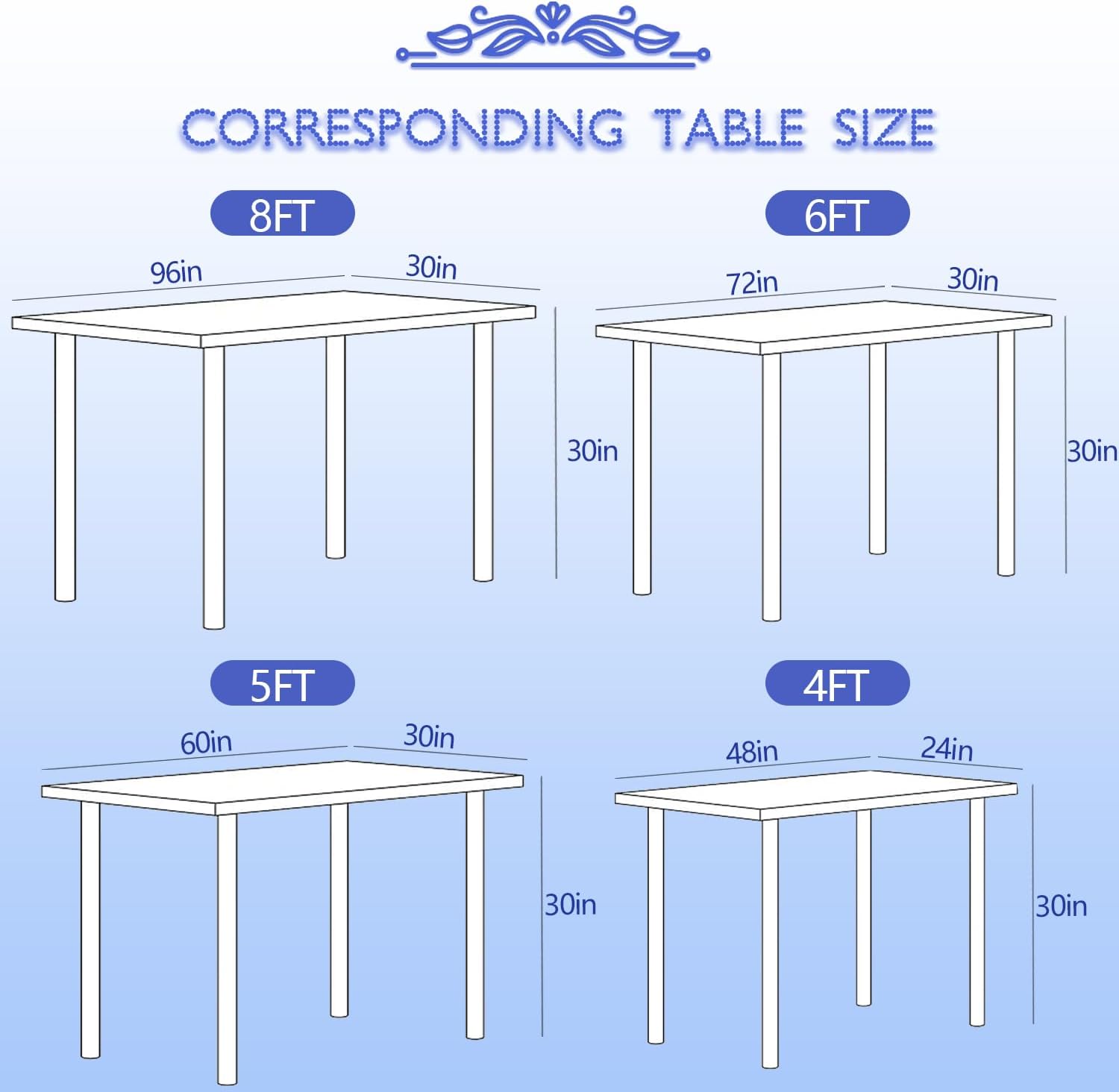 Customized Table Cloth with Logo 4FT 5FT 6FT 8FT for Events