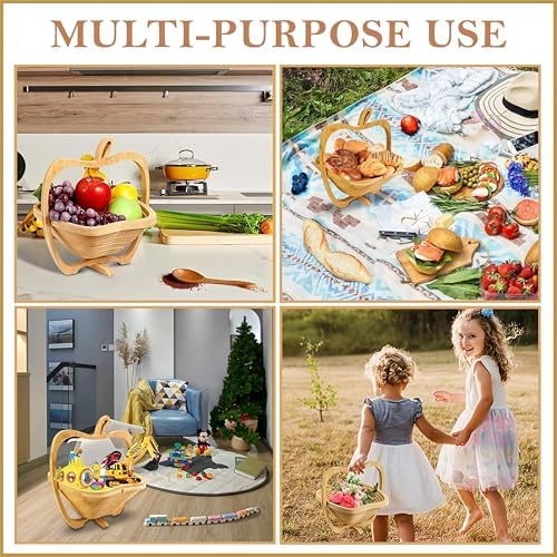 RoyalHouse Bamboo Foldable Fruit Bowl Apple Shape