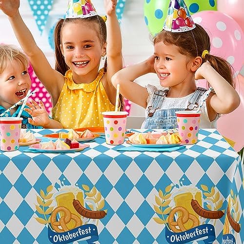 Oktoberfest Tablecloth with Bavarian Flag Design 53x98 Inches