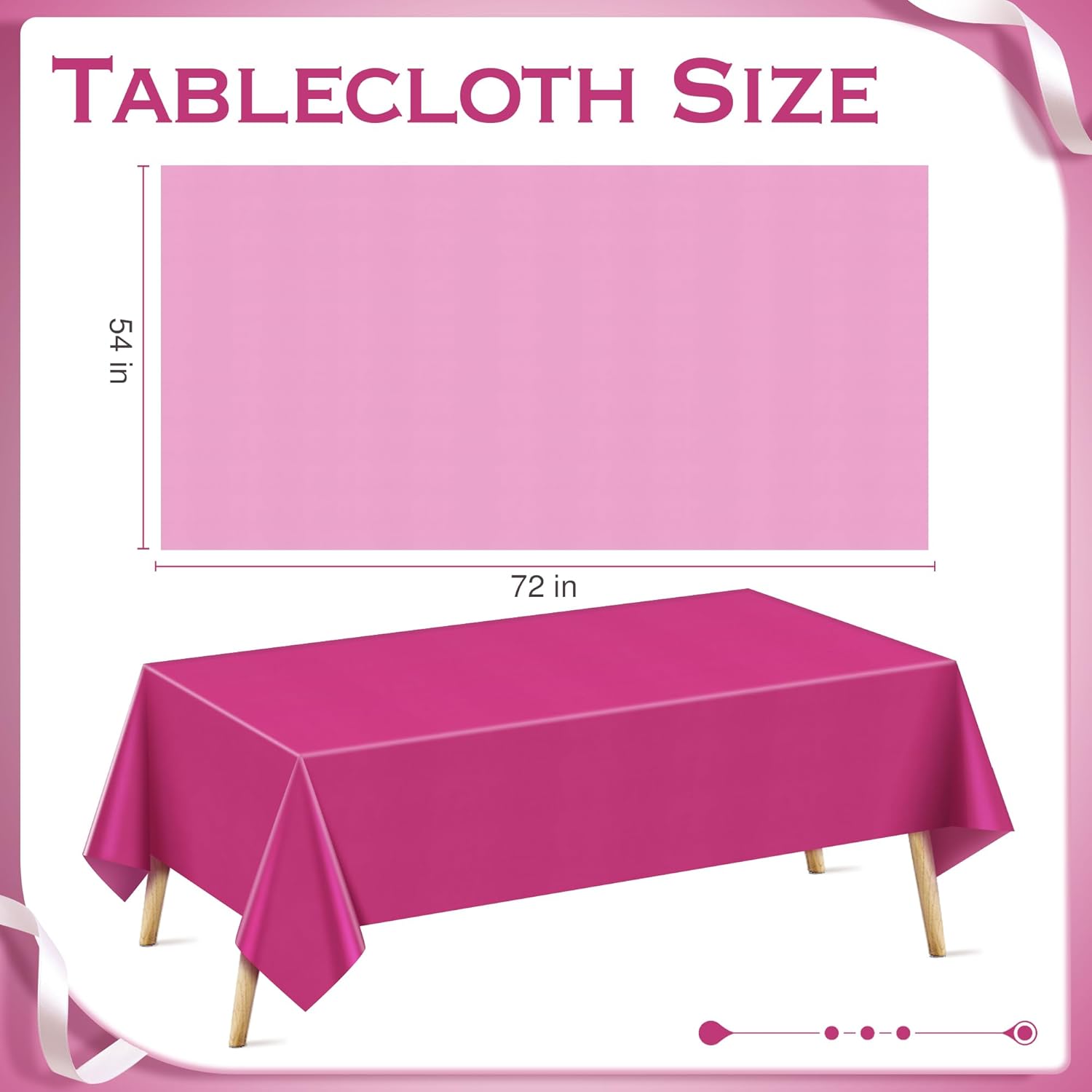 Just Shimmer 6 Piece Pink Tablecloth 54x72 Waterproof Disposable