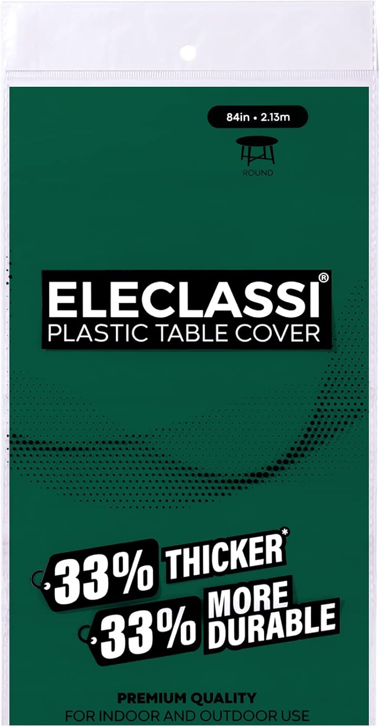 Eleclassi Emerald Green 6 Pack Round Disposable Tablecloths - 84 Inch