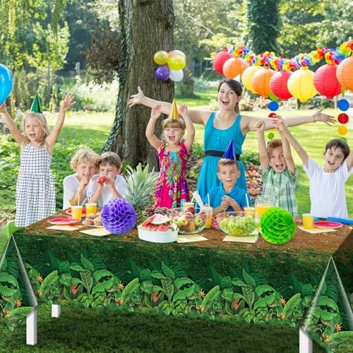 3Pcs Forest Path Plastic Tablecloths for Jungle Themed Parties
