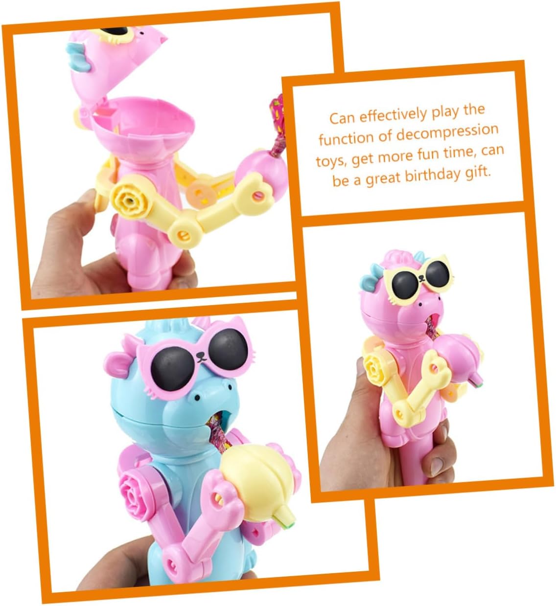 6pcs Dinosaur Lollipop Holder Robot Toy for Parties and Birthdays
