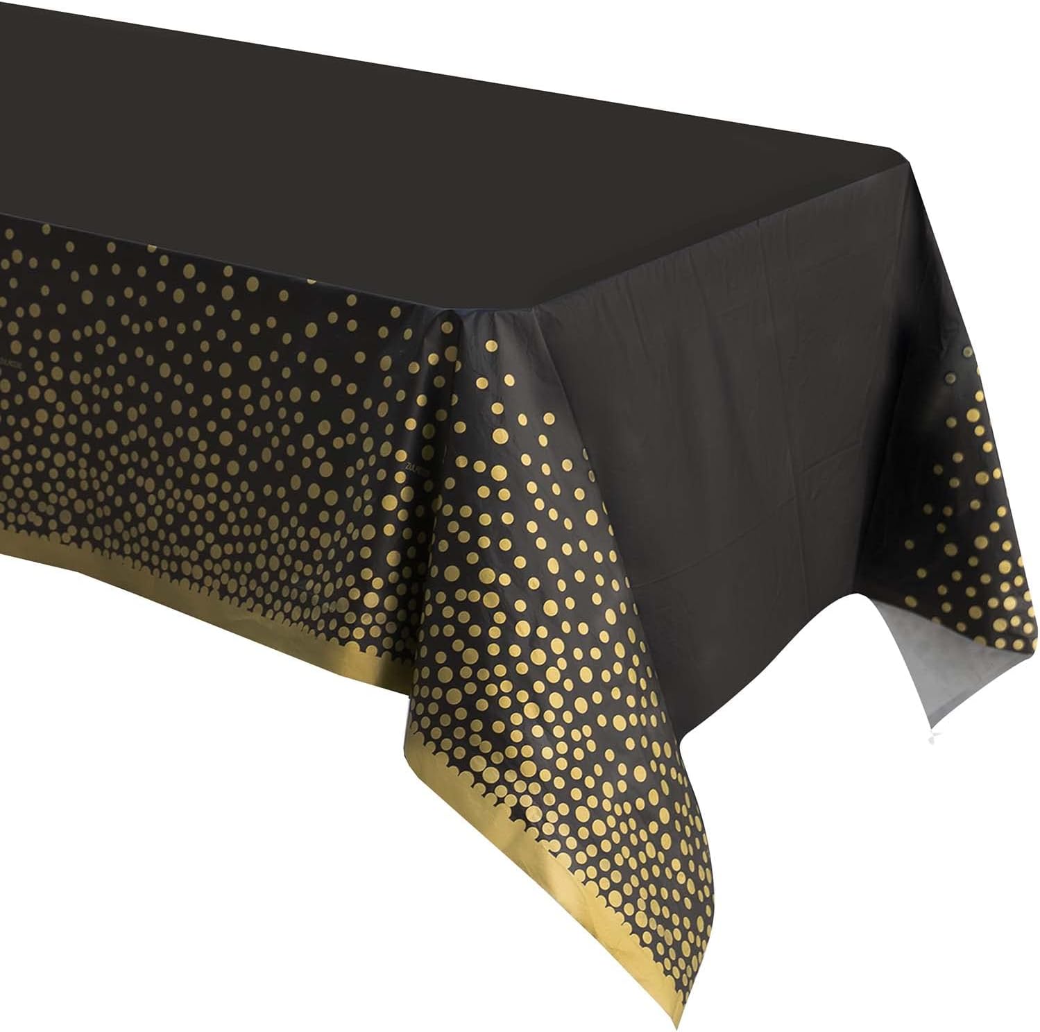 2 Pack Black and Gold Plastic Tablecloths Thick Durable Reusable
