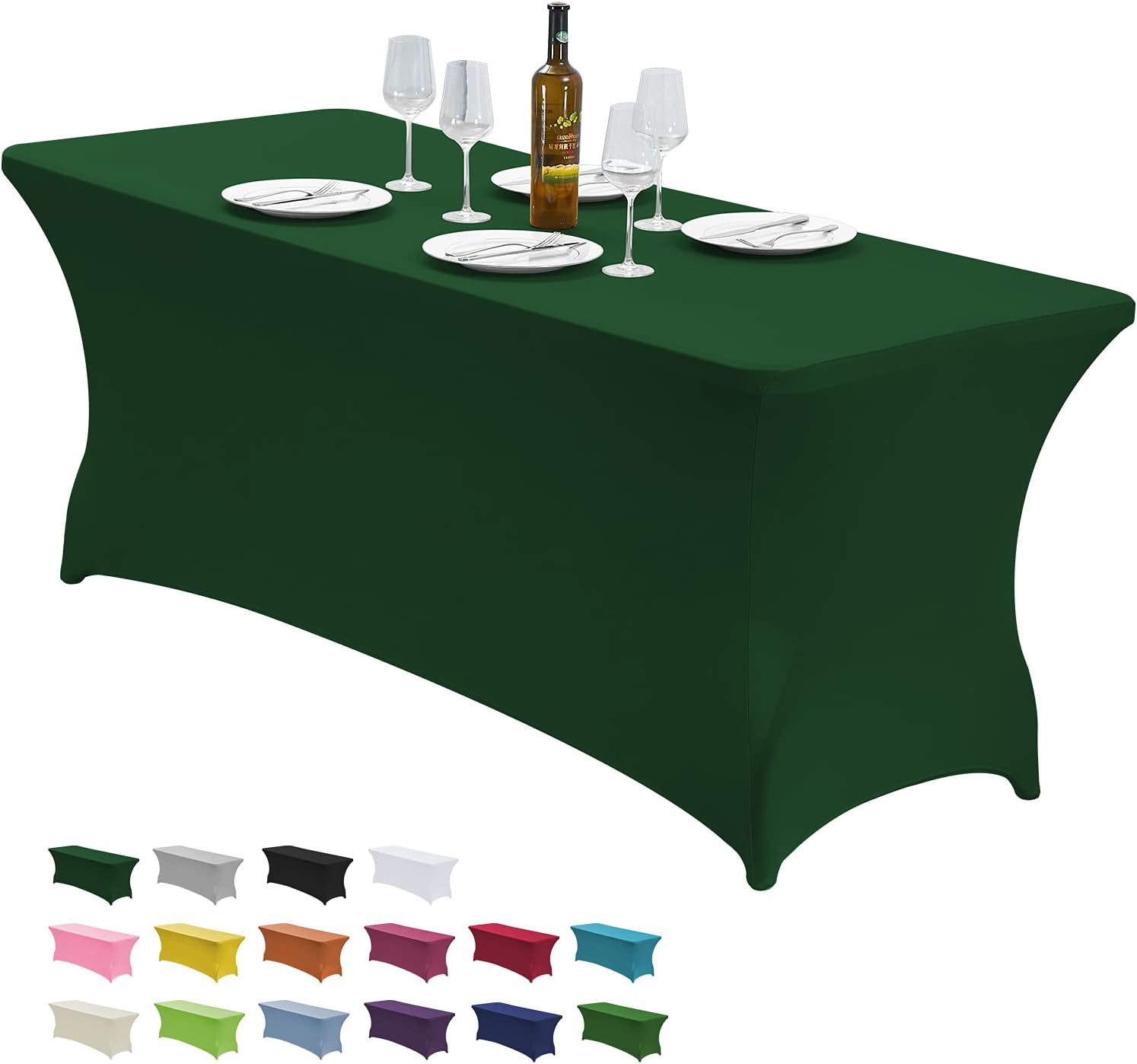 CWK 6FT Waterproof Stretch Spandex Table Cover - Blackish Green
