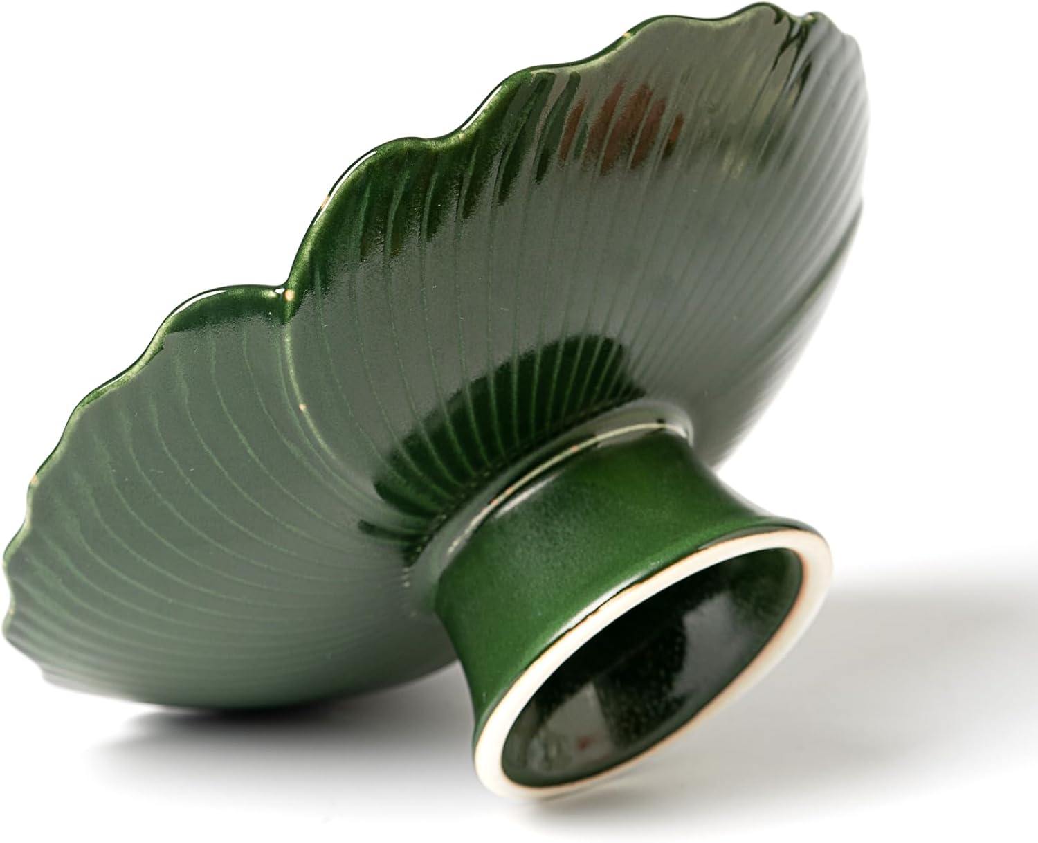 Green Ceramic Fruit Bowl with Lucky Clover Design 85 Inch