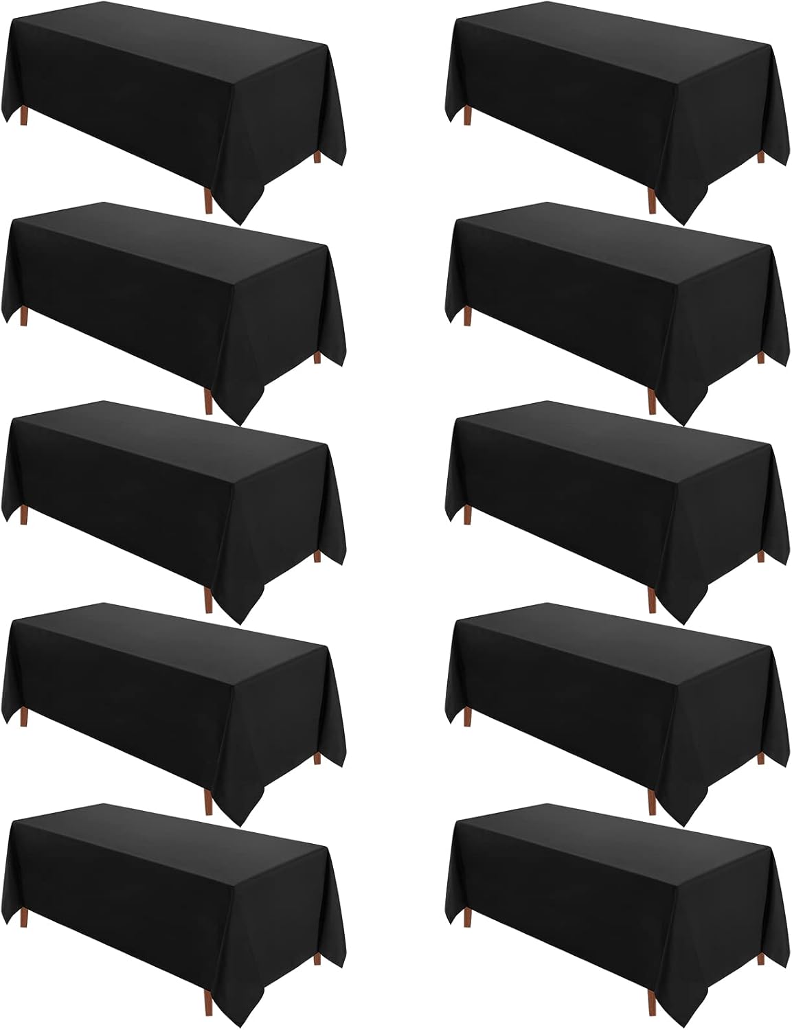 VidaFete 10 Pack 90x132 Inch Black Tablecloth