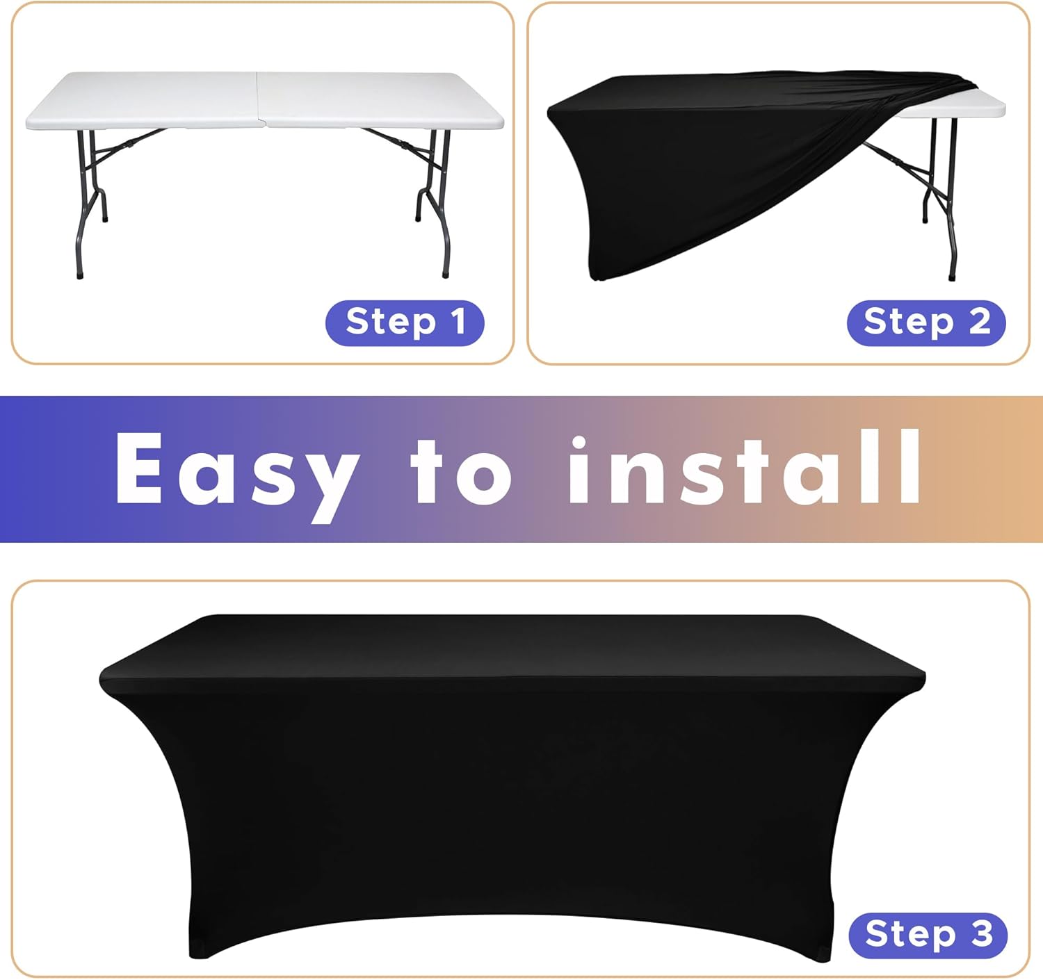 Nasitos 6 Pack Black Stretch Table Cloths