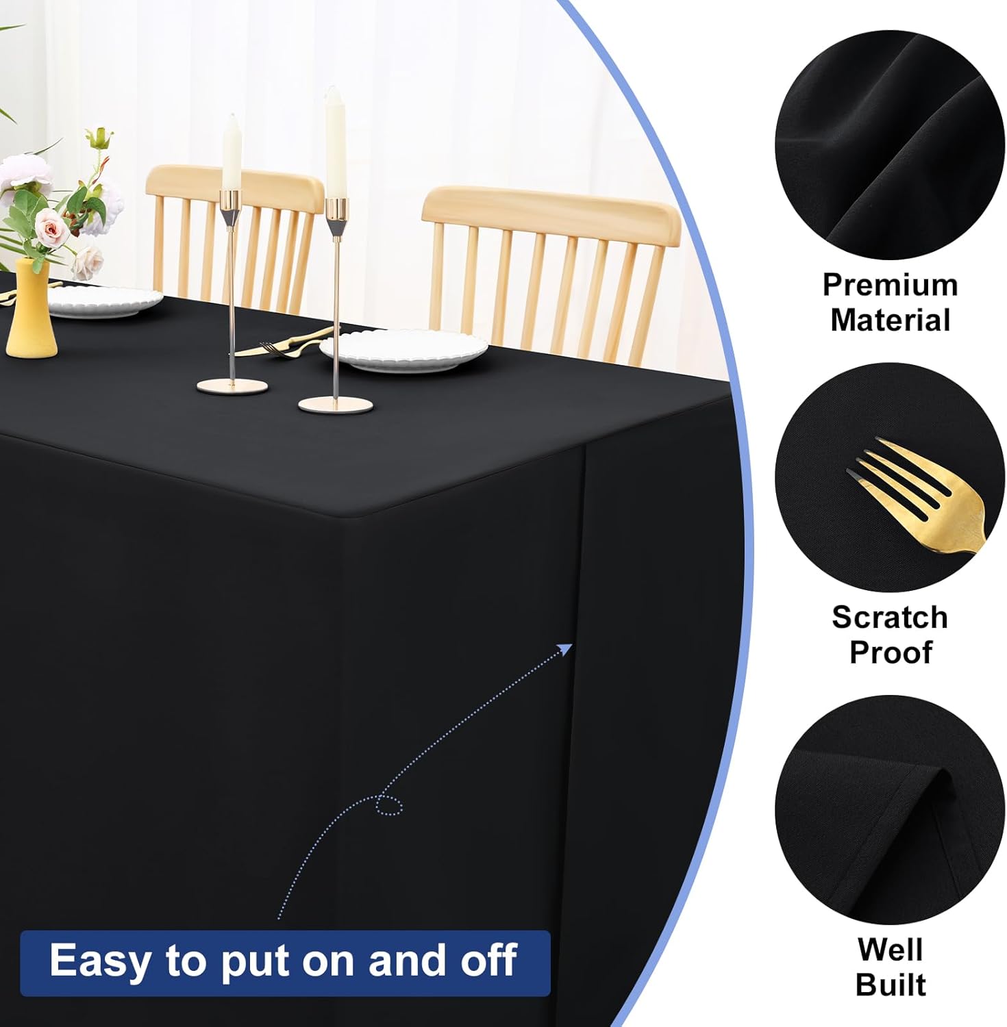 Homing 2 Packs Rectangle Fitted Tablecloth