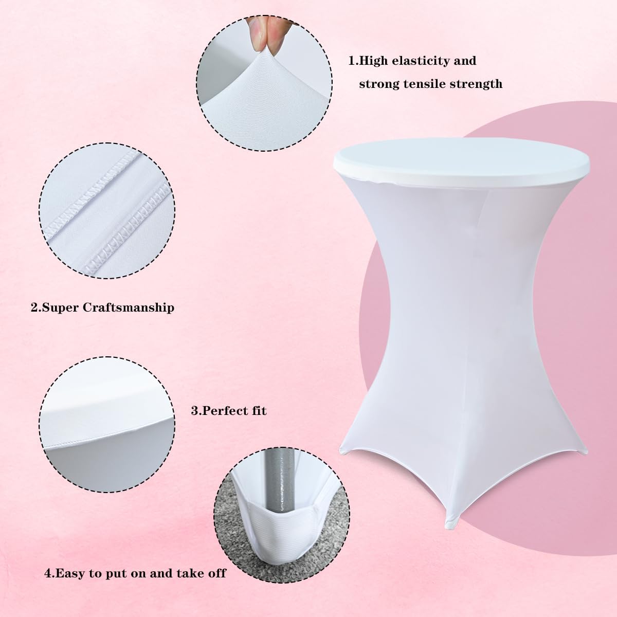 HAORUI 10 Pack Spandex Table Covers for Round Tables