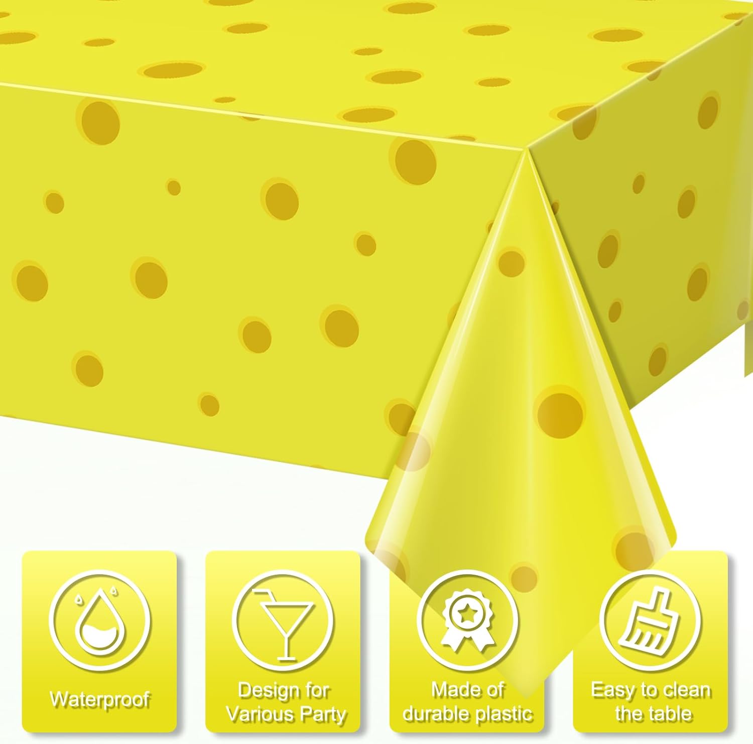 3Pcs Cartoon Yellow Tablecloths for Birthday Parties