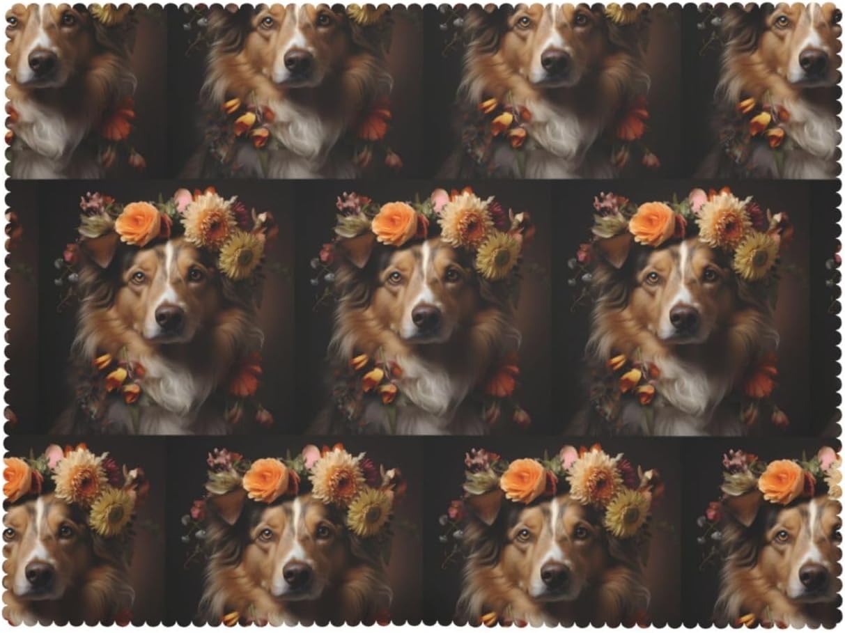 Dog Girl With Flowers Anti-Grease Tablecloth