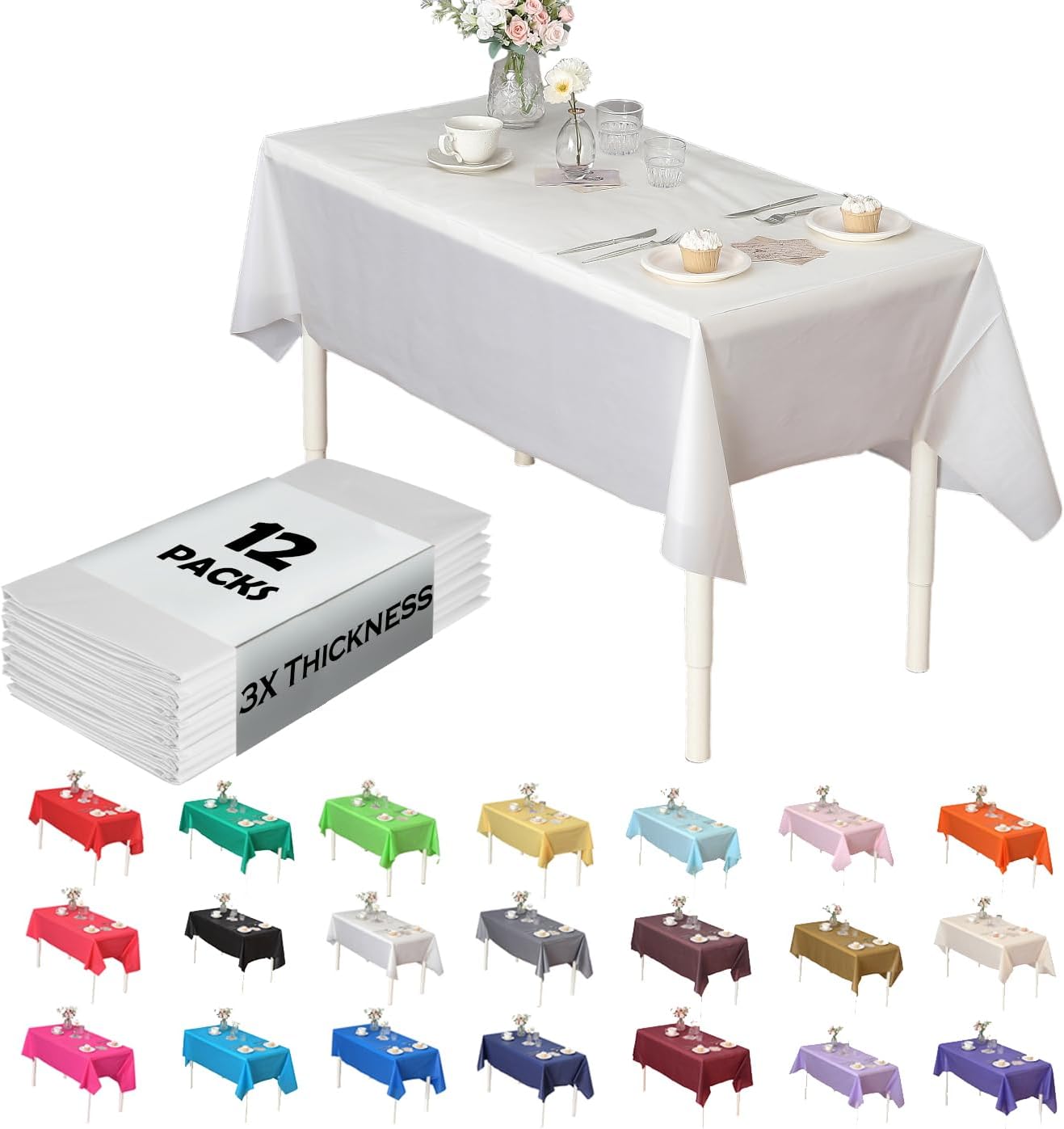 Evershine 12-Pack Heavy Duty White Table Covers