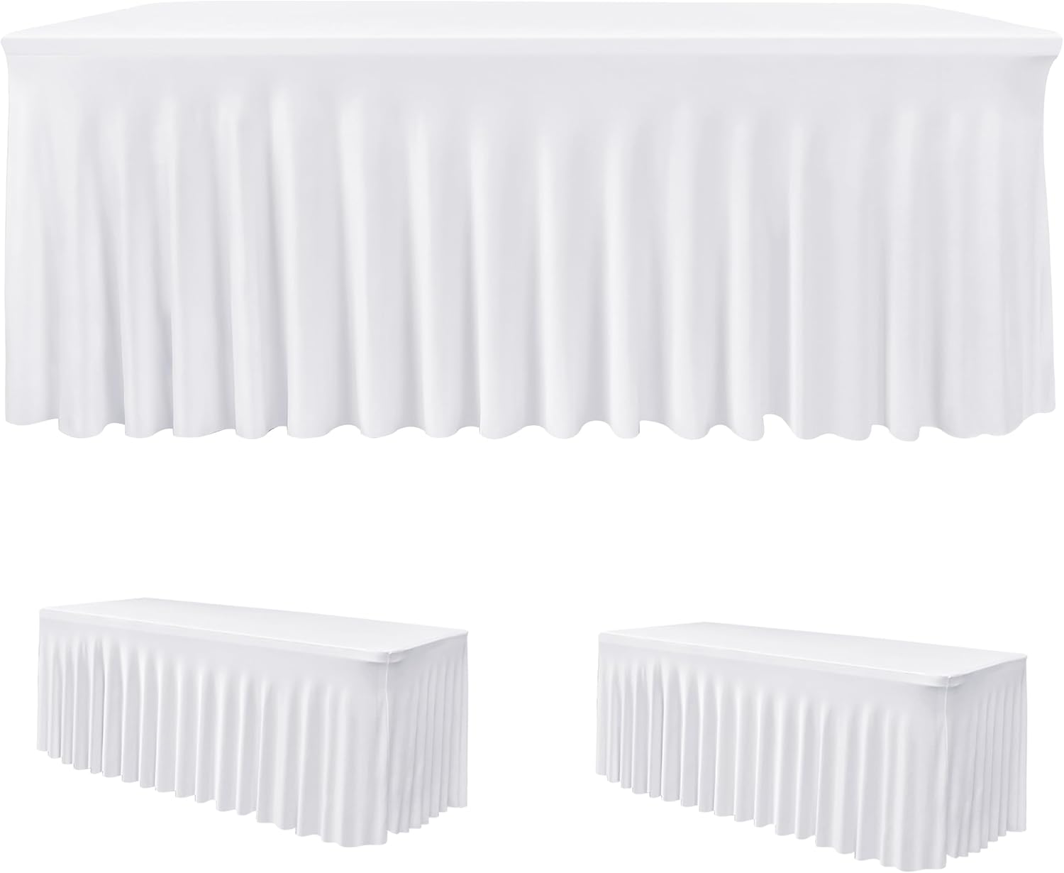HolidayIdeas White Spandex Table Covers 6 Foot 2 Pack