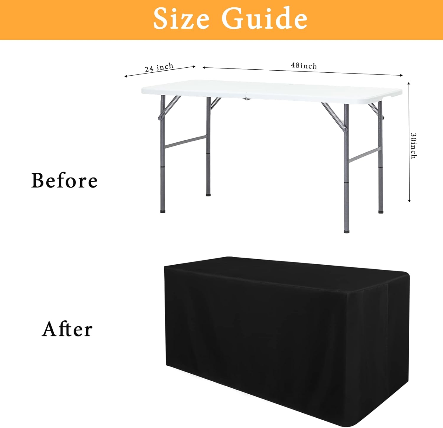 Obstal 2 Pack Black Tablecloths for 4 Foot Rectangular Tables