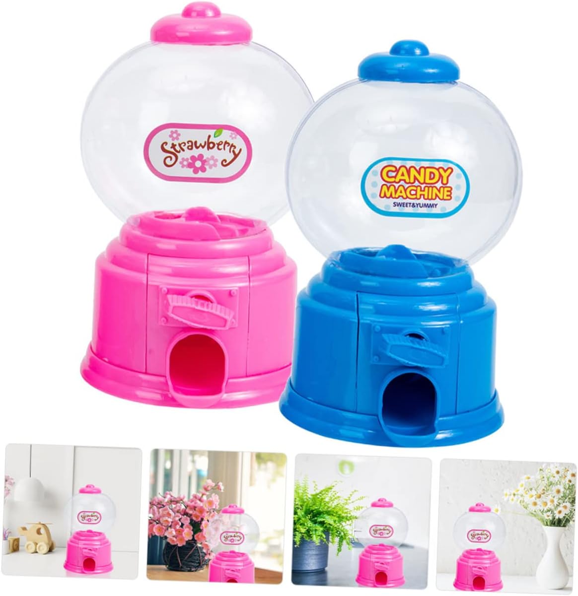 2pcs Vintage Candy Dispenser Machines for Kids Party Decorations Blue and Pink
