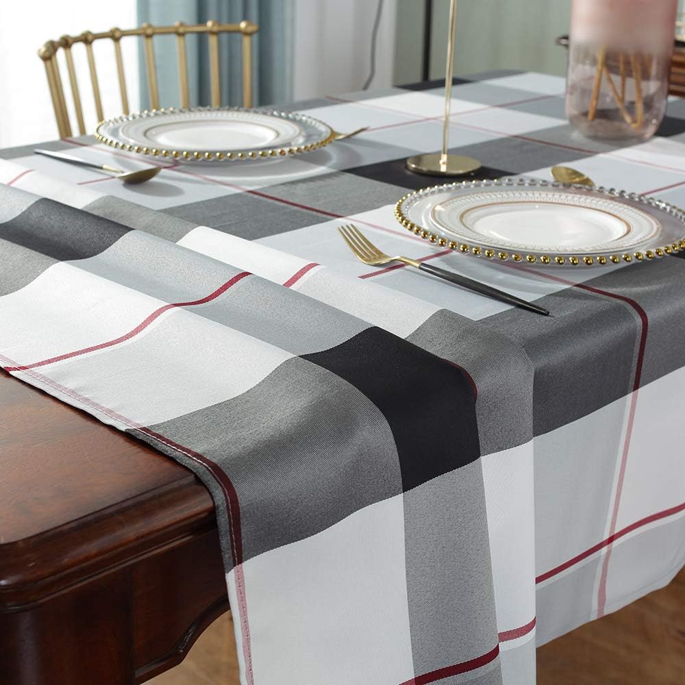 Sastybales Rectangle Tablecloth 60x84 Inch Checkered Spillproof Anti Shrink