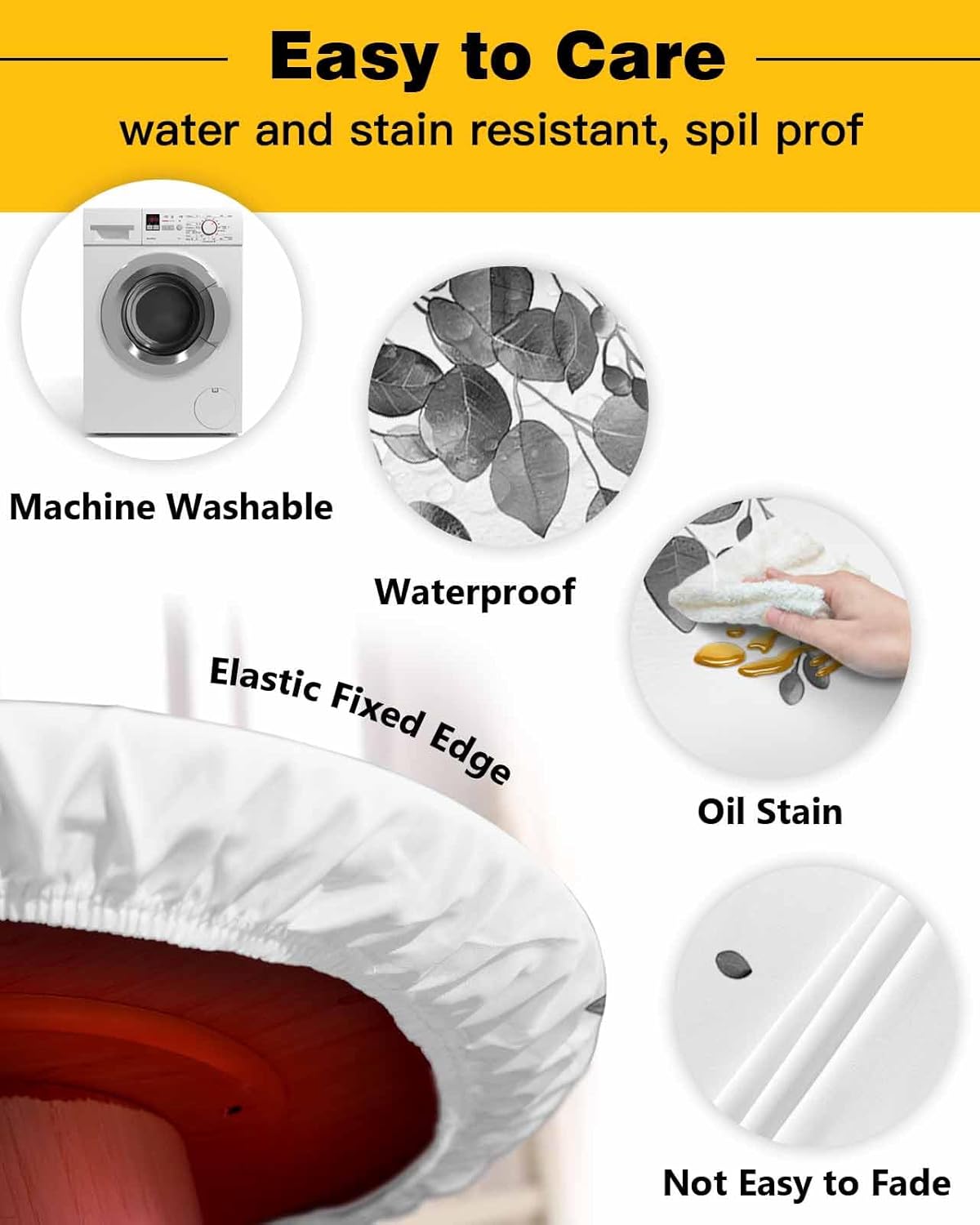 ZOE GARDEN Eucalyptus Grey Round Waterproof Table Cover