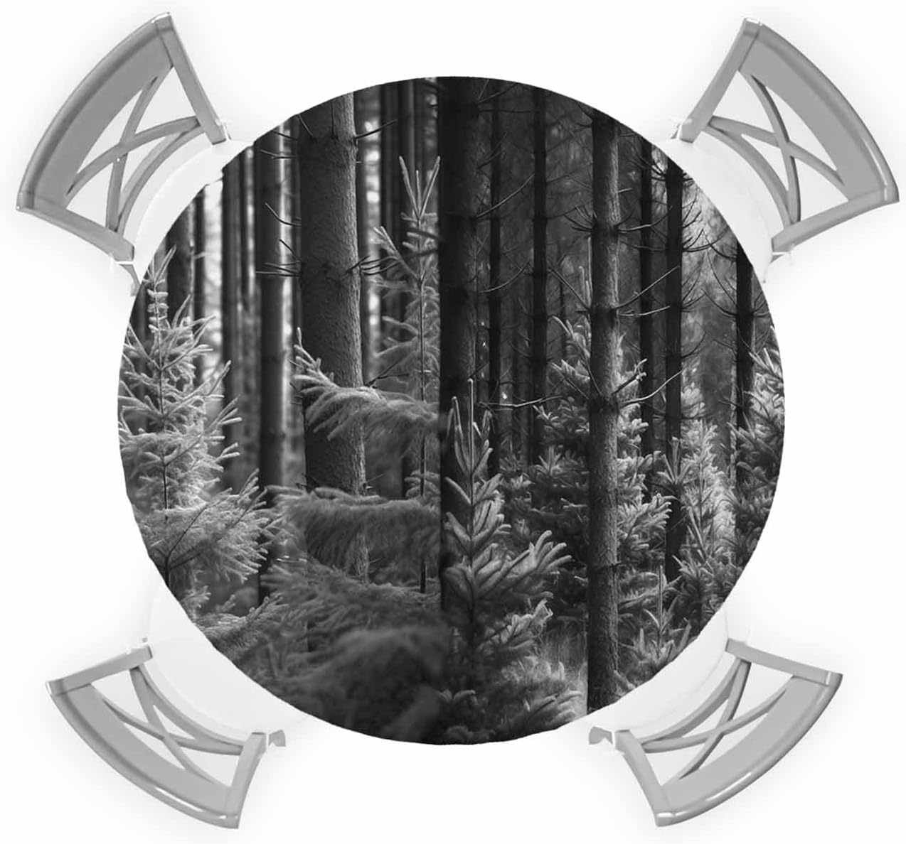 Forest Grey Waterproof Round Tablecloth for Indoor Outdoor Use