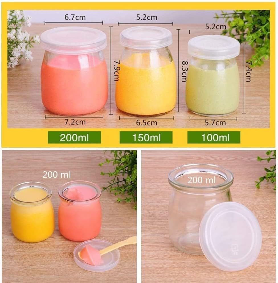 6 Pcs Yogurt Pudding Jars With Plastic Lids 7 Oz