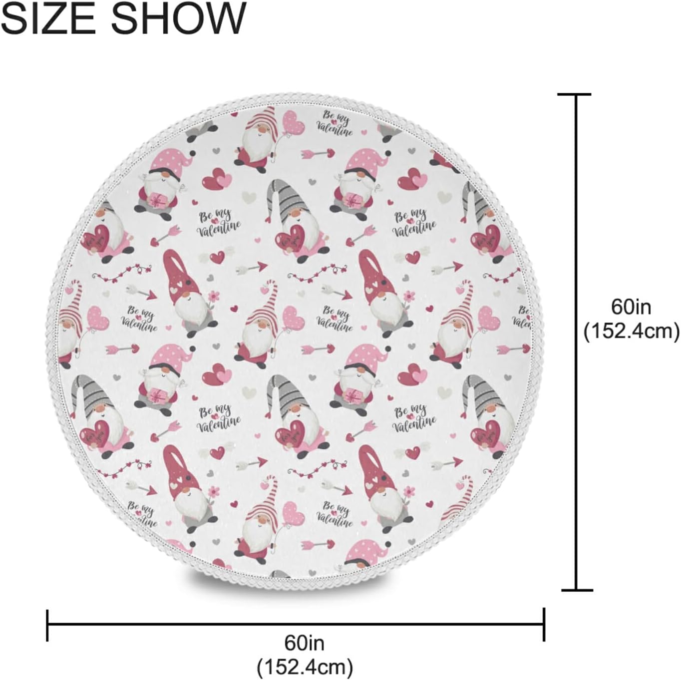 Pfrewn Gnomes Hearts Pink Tablecloth 60 Inch