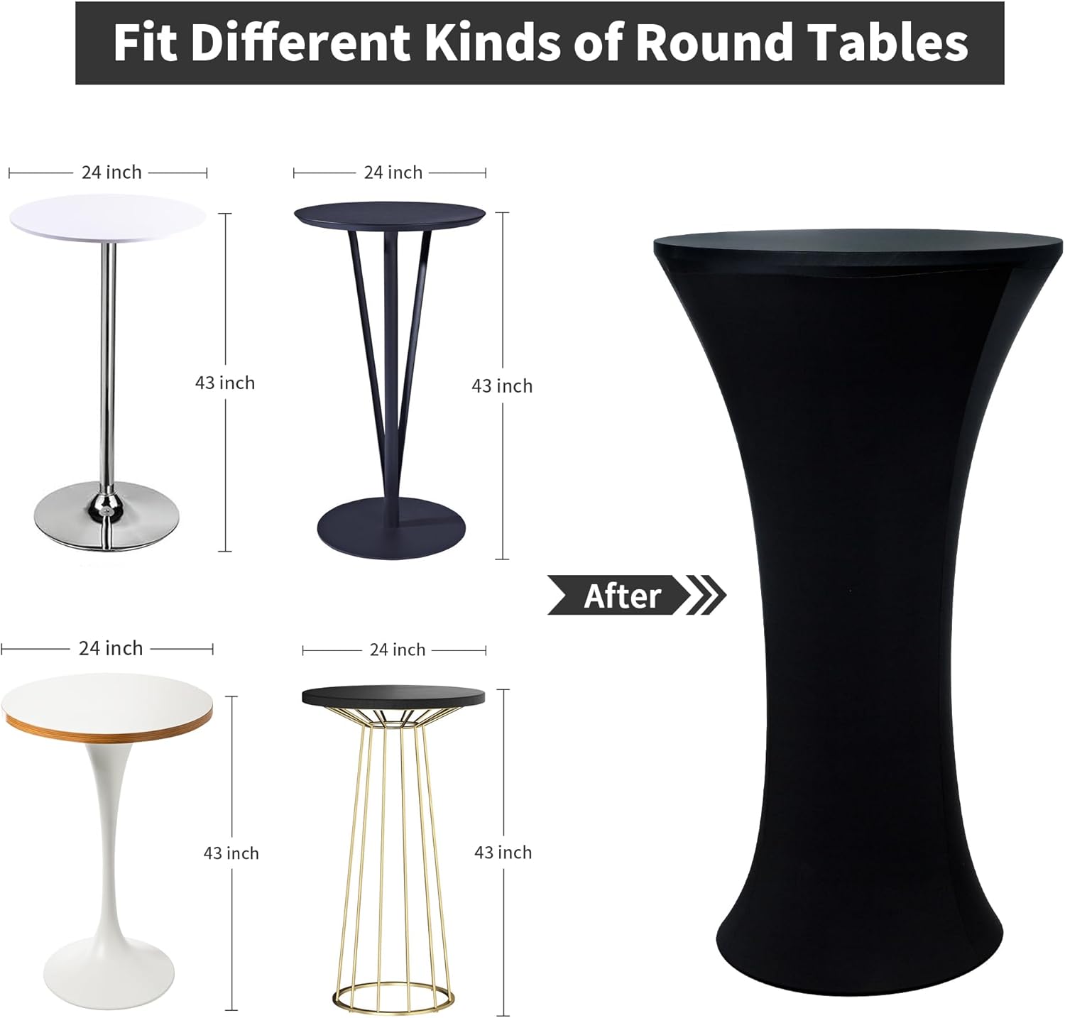 Wolkemer 4PCS Round Cocktail Table Cover