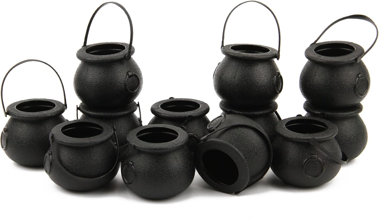 LOMIMOS 12pcs Halloween Mini Black Cauldron Candy Server