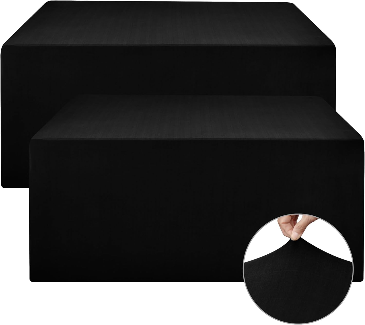 Nasitos Spandex Table Covers 6 Foot - 2 Pack Black Stretch Tablecloths