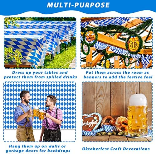 52 In x 100 Ft Bavarian Blue Tablecloth Roll for Oktoberfest Party Decorations
