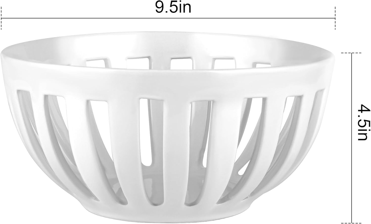 SLIVOUS Ceramic Fruit Bowl 95 Inch White