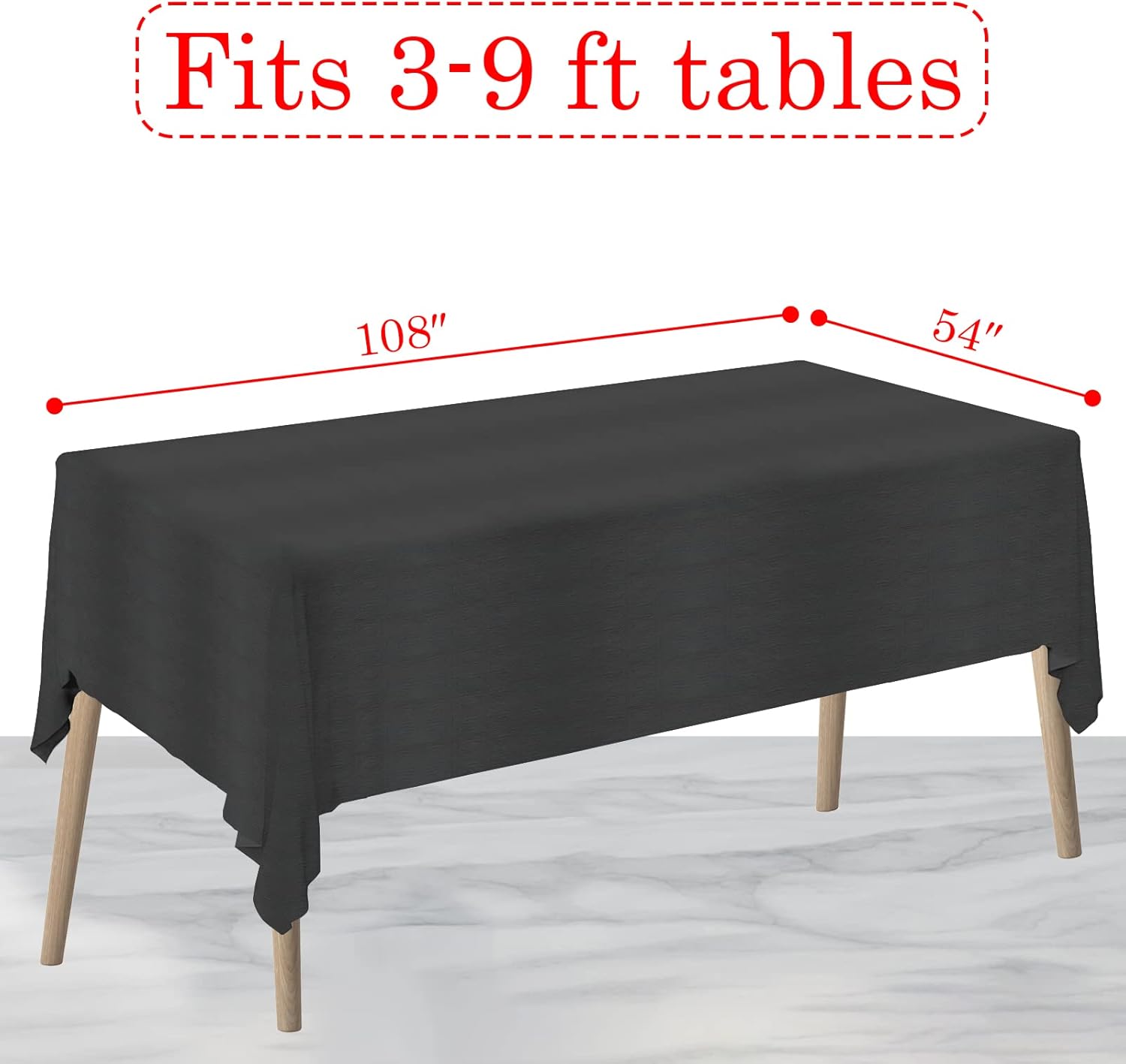 NEWOOK Black Rectangle Tablecloths 6 Pack